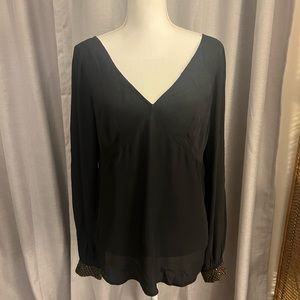 Black silk v neck with wrist detailing